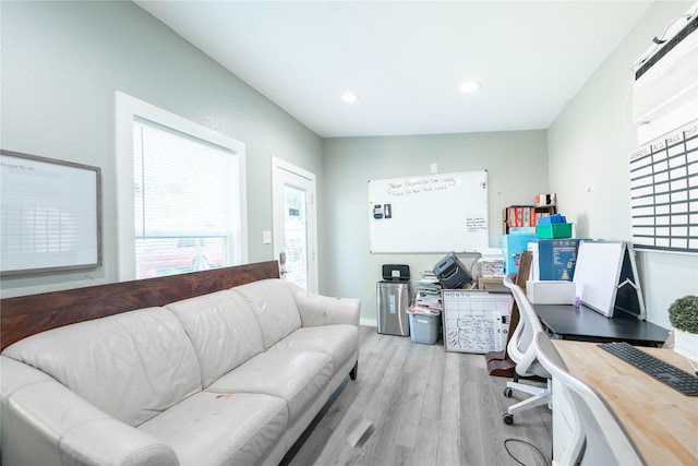 office area featuring light hardwood / wood-style floors