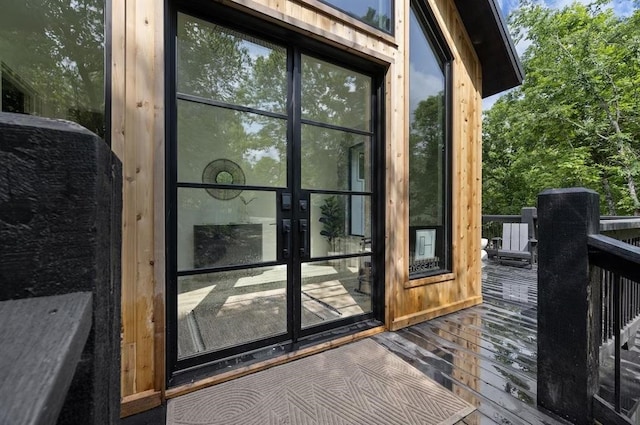 doorway to outside with dark hardwood / wood-style flooring