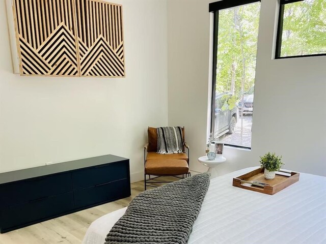 bedroom with light hardwood / wood-style flooring