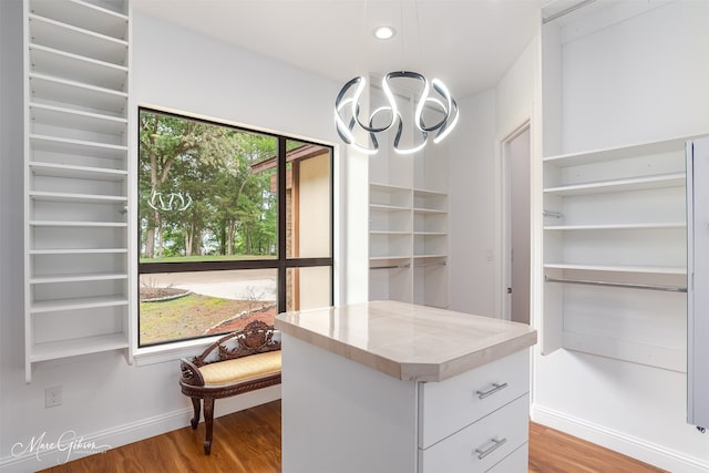 walk in closet featuring light hardwood / wood-style flooring