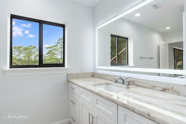 bathroom with vanity and a healthy amount of sunlight