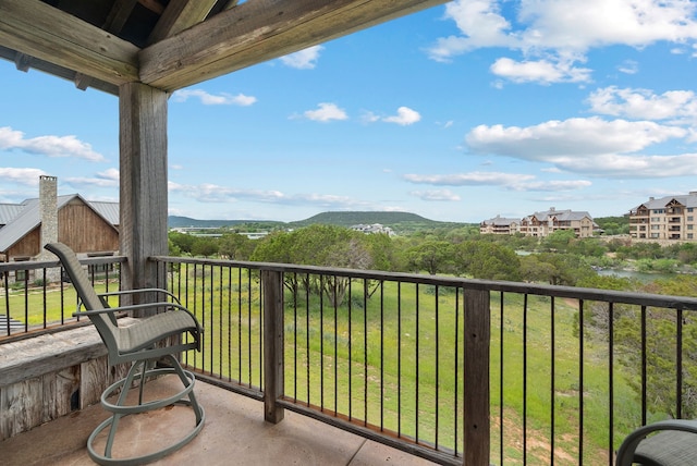 balcony with a mountain view