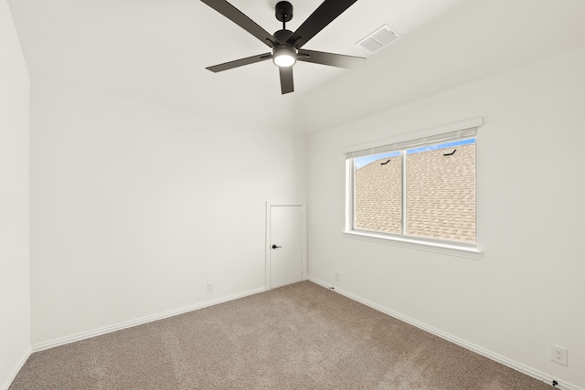 carpeted empty room with ceiling fan