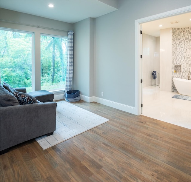 living room featuring light wood-type flooring