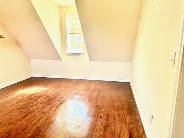 additional living space featuring lofted ceiling and hardwood / wood-style floors