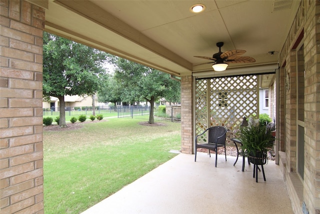 view of patio with ceiling fan