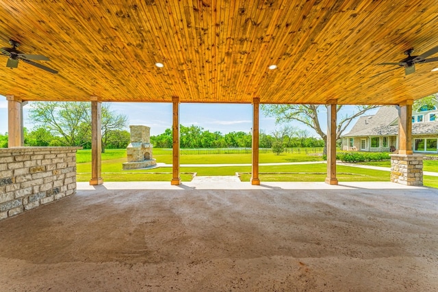 view of patio / terrace featuring ceiling fan