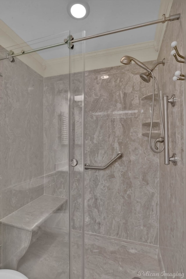 bathroom featuring walk in shower