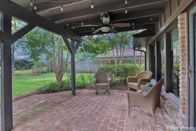 view of patio with ceiling fan