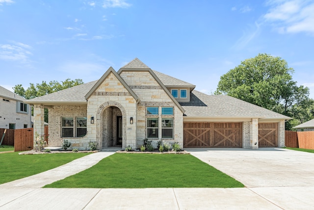 view of front facade featuring a garage and a front yard