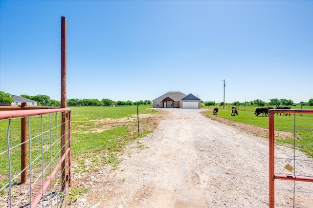 view of street featuring a rural view