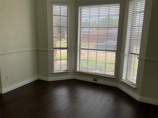 spare room featuring dark hardwood / wood-style flooring and a healthy amount of sunlight