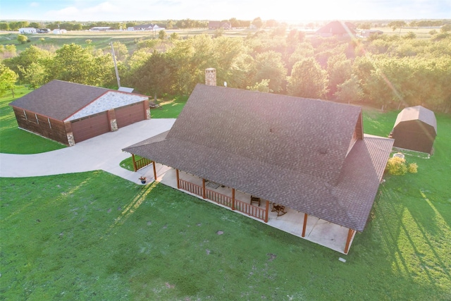 drone / aerial view featuring a rural view