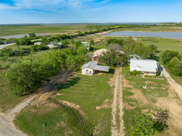 bird's eye view with a rural view and a water view