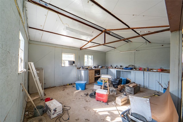 misc room with vaulted ceiling