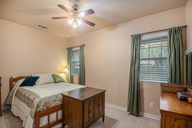 bedroom with carpet floors and ceiling fan