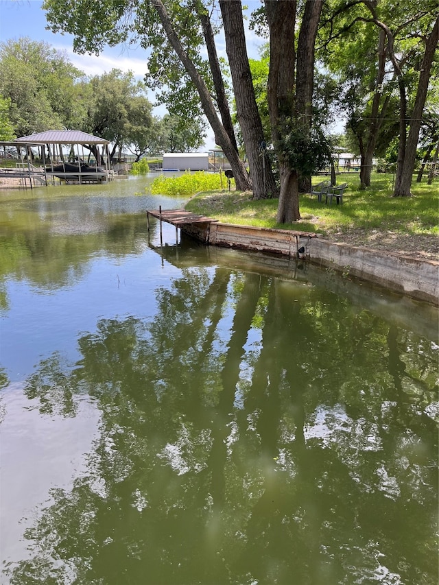 view of dock featuring a water view