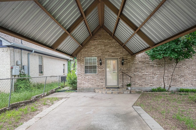 doorway to property featuring a patio area