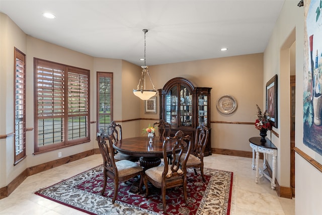 view of tiled dining room