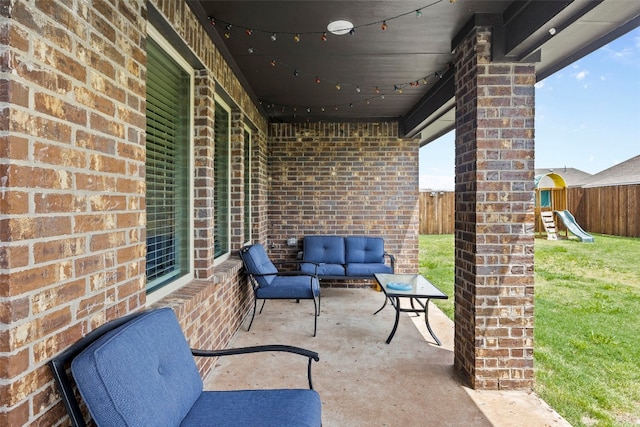 view of patio / terrace with a playground