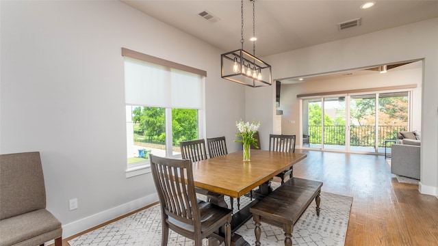 dining room featuring light wood-type flooring