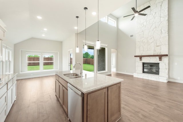 bathroom with tile floors and separate shower and tub