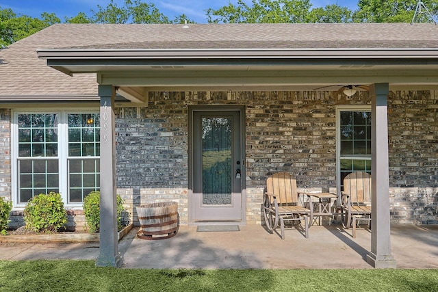 property entrance with a patio area