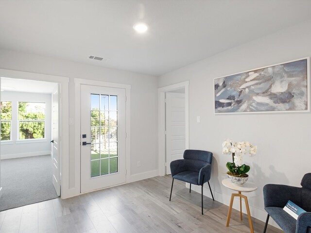 sitting room with light wood-type flooring