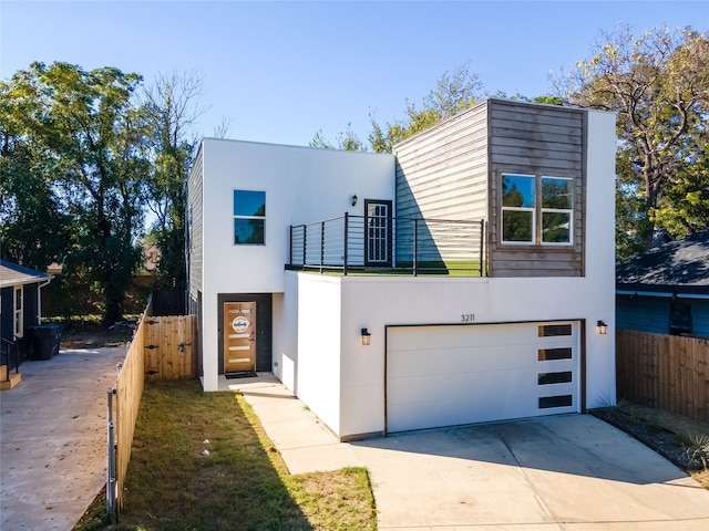 contemporary home featuring a garage