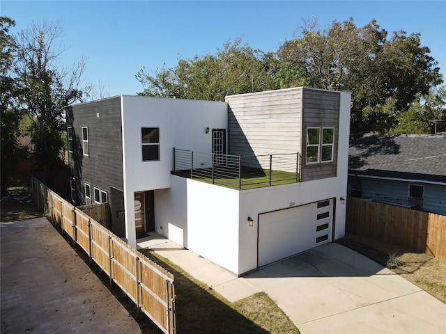 contemporary home featuring a garage