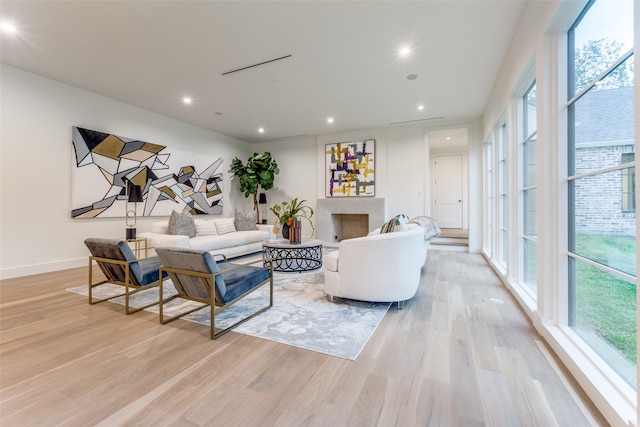 living room with light wood-type flooring