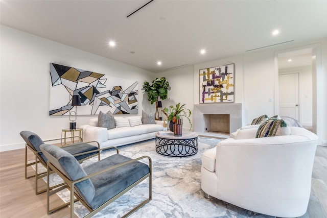 living room with hardwood / wood-style flooring