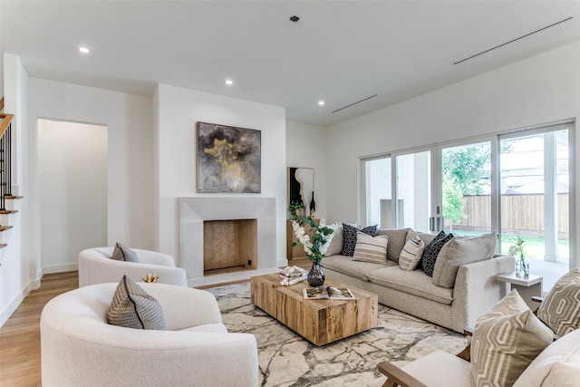 living room featuring light hardwood / wood-style flooring