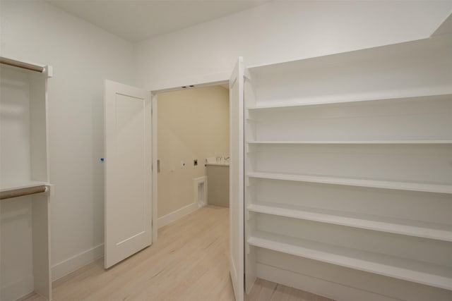 spacious closet featuring light wood-style floors