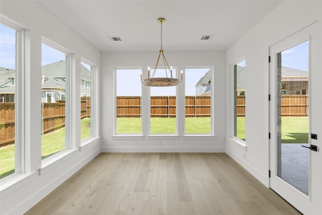 view of unfurnished sunroom