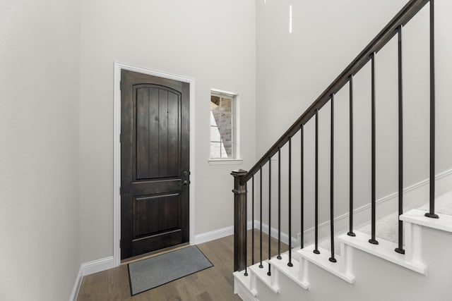 entrance foyer featuring dark hardwood / wood-style flooring