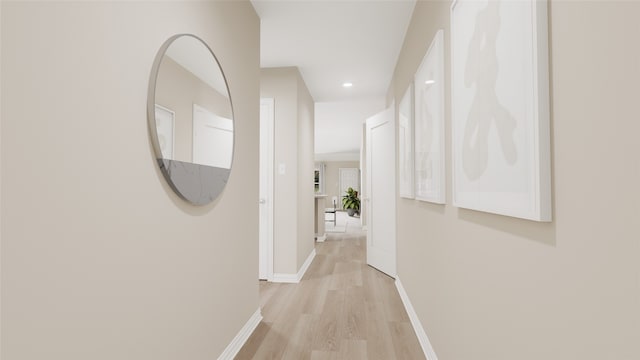 hallway featuring light wood-type flooring