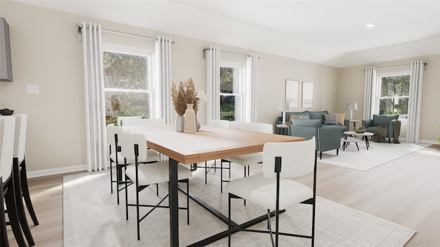 dining area featuring light hardwood / wood-style floors