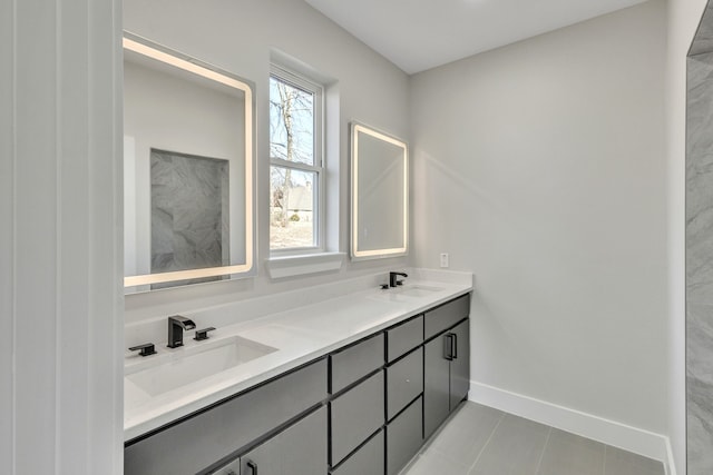 bathroom featuring vanity and tile patterned floors