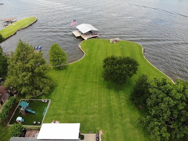 bird's eye view featuring a water view