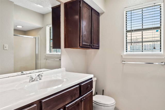 bathroom featuring plenty of natural light, toilet, and vanity