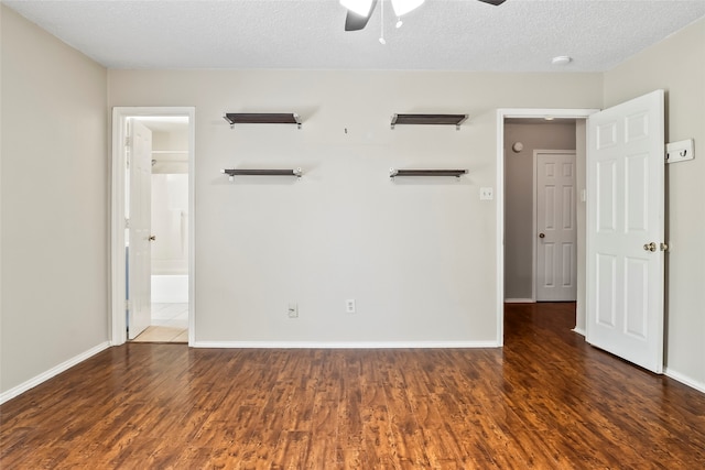 unfurnished room featuring hardwood / wood-style floors, ceiling fan, and a textured ceiling