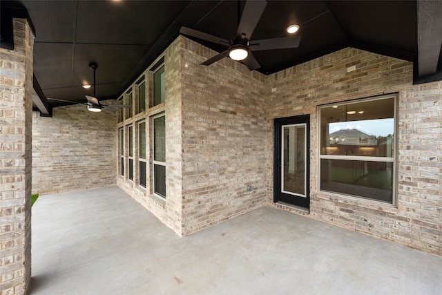 view of patio with ceiling fan