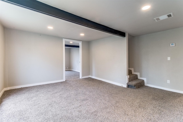 basement with carpet