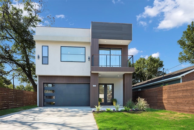 contemporary home featuring a garage