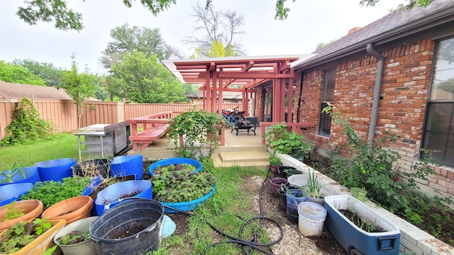 view of yard with a pergola