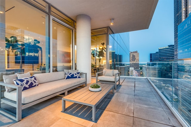 balcony featuring an outdoor living space