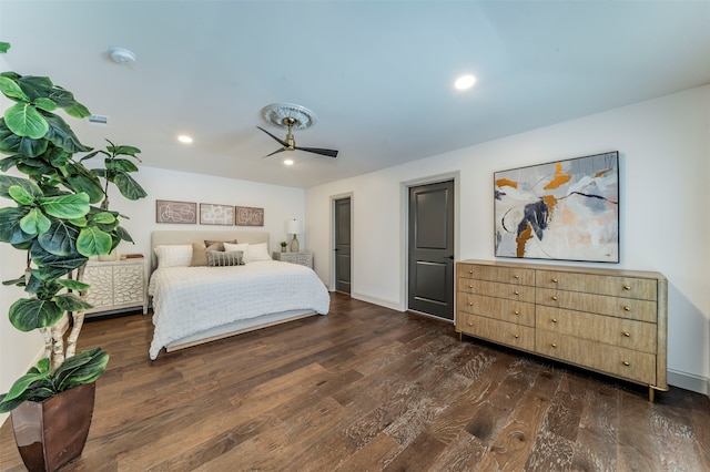 bedroom featuring dark hardwood / wood-style floors