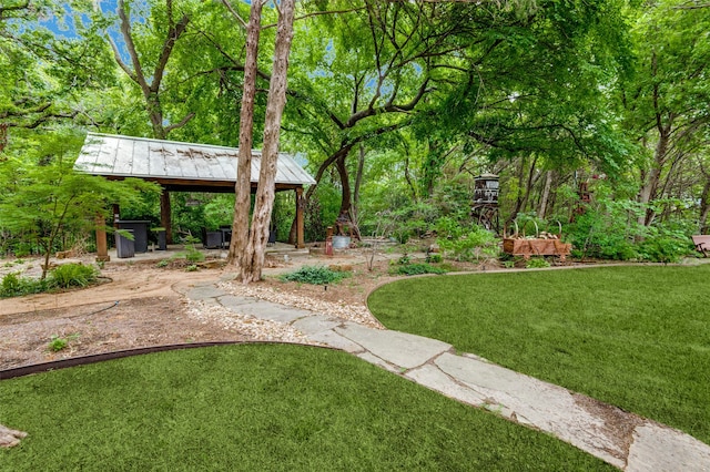 view of yard with a gazebo