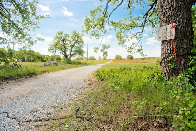 view of street with a rural view